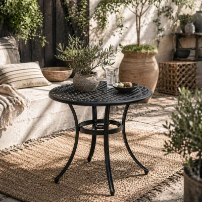 The Range Tanodo 4-Seater 90cm Round Aluminium Garden Table with Parasol Hole