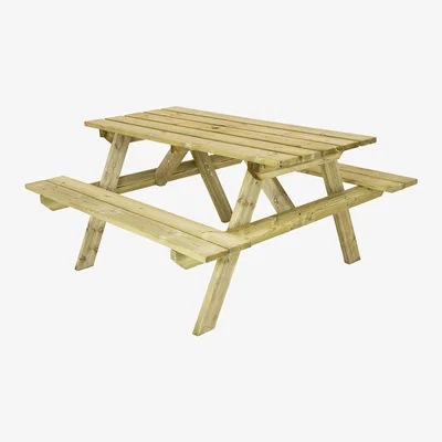The Range British Made Wooden Picnic Table - Natural Wood