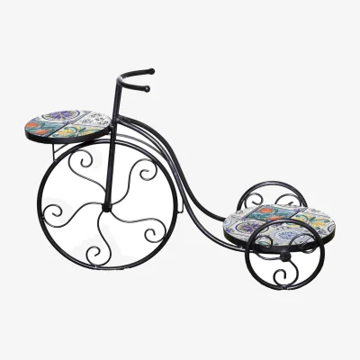The Range Lisbon Mosaic Tricycle Plant Stand - Multi Color frame with mosaic tile seat