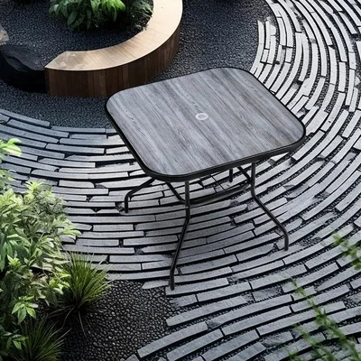 The Range Square Marble Tempered Glass Garden Table - Geyser