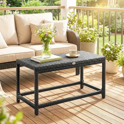 The Range Plastic Board Under the Full Woven Outdoor Coffee Table - Black / Yes