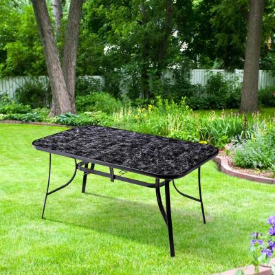 The Range Rectangular Marble Tempered Glass Garden Table - StyleB / 120cm