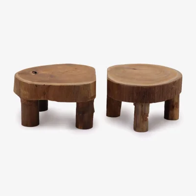 The Range Elegant Teak Wood Display Pads - Set of 2, 24x10cm - Brown