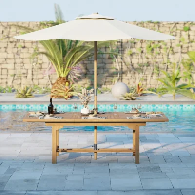 The Range Extending Garden Dining Table - L 180 - 240cm - Natural Teak