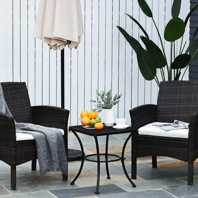 The Range Square Garden Metal Bistro Table - Black