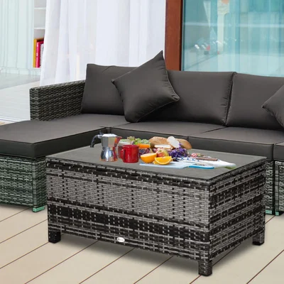 The Range Rattan Garden Furniture Coffee Table  - Mixed Grey