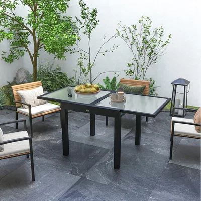 The Range Outsunny Extendable Garden Table Outdoor Dining Table with Aluminium Frame - Clear