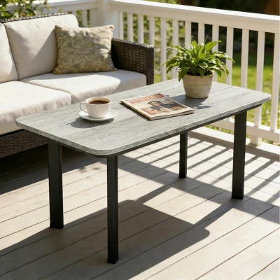 The Range Outsunny Outdoor Coffee Table, Garden Table with Slatted WPC Top - Grey