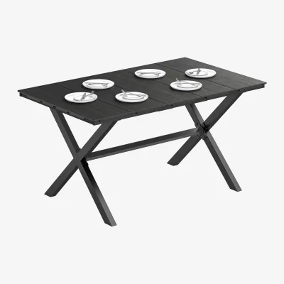 The Range Outsunny Garden Dining Table, Outdoor Table for 6, Wood Effect Top