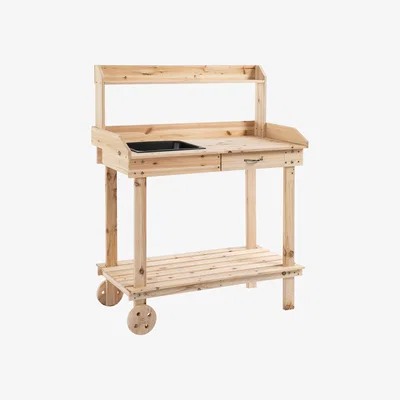 The Range Garden Potting Bench Table, Wooden Work Station - Brown