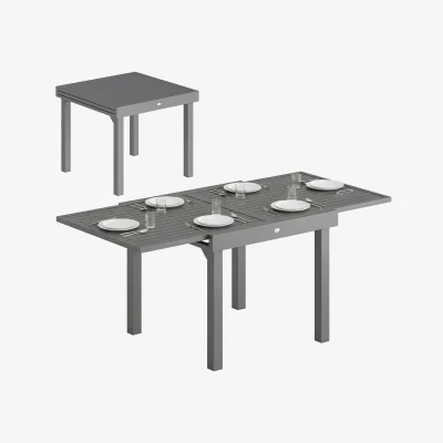 The Range Outsunny Extending Garden Table for 4-8, Aluminium Outdoor Table - Dark Grey