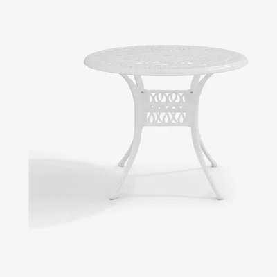 The Range Vintage Patio Garden Table With Umbrella Hole - White