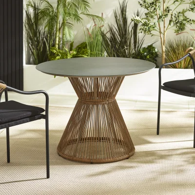 The Range Lanai Rattan Round Garden Dining Table - Black