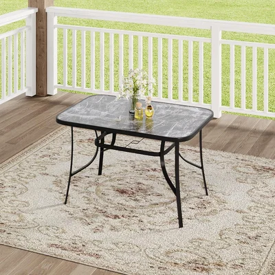 The Range Garden Tempered Glass Marble Coffee Table - Black