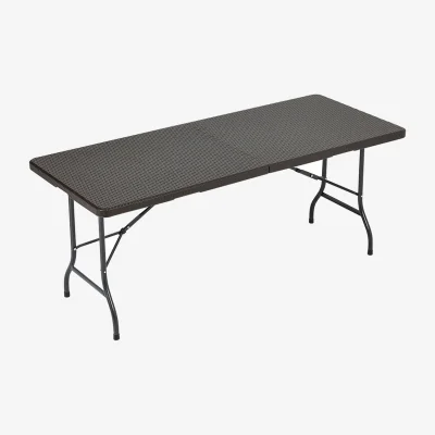 The Range Foldable Beer Dining Table Garden Camping Rattan Effect - Black / 75cm