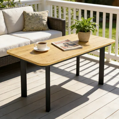 The Range Outsunny Outdoor Coffee Table, Garden Table with Slatted WPC Top - Brown