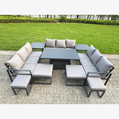 The Range Aluminum Outdoor Patio Furniture Set Patio Conversation Sets Adjustable Table 4 Stools 2 Side Tables