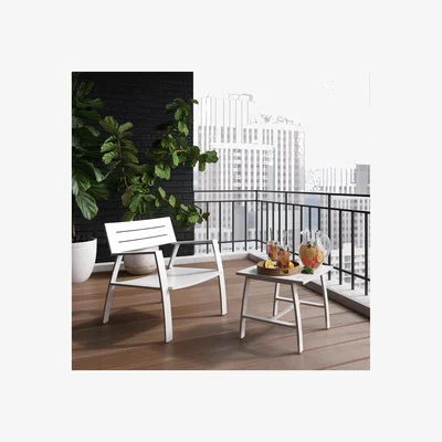 The Range Avisa 2 Piece Outdoor Table Chair Bistro Set Metal White - White