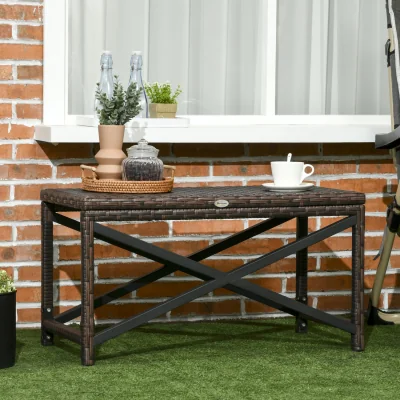 The Range Plastic Board Under the Full Woven Outdoor Coffee Table - Mixed Brown / Yes