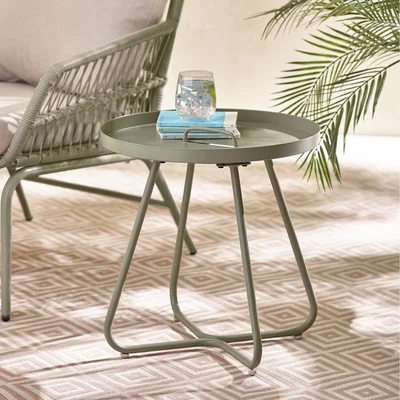 The Range Lyon Metal Outdoor Round Side Table - Green