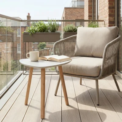 The Range Malme Small Outdoor Side Table for Balcony and Patio in Chalk Grey - Chalk Grey