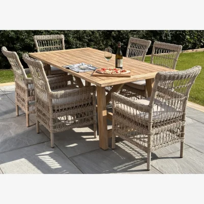 The Range Acacia Wood Outdoor Dining Table - Brown