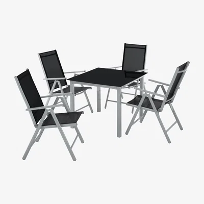 The Range Garden Table And Chair Set  4 Chairs, 1 Table - Silver/Gray