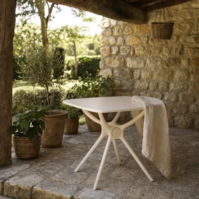 The Range Chalencon Putty Grey Square Outdoor Plastic Dining Table 800 x 800 x 730 mm - Grey