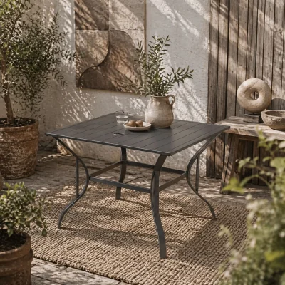 The Range Sucodo Steel Dark Grey Square Outdoor Dining Table 94 x 94 cm