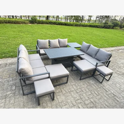 The Range Aluminum Outdoor Patio Furniture Set Patio Conversation Sets Adjustable Table 4 Stool Side Table