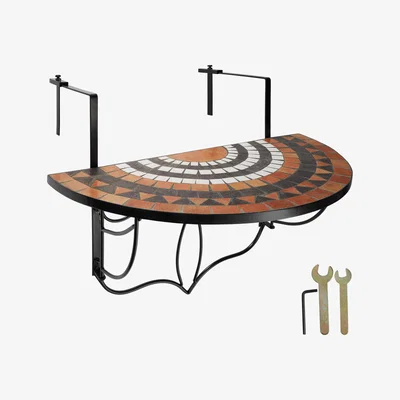 The Range Hanging Table with Mosaic Pattern - Terracotta/White