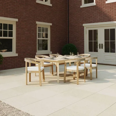 The Range Charles Bentley Extending Dining Table Acacia Wood Garden Patio Furniture - Natural