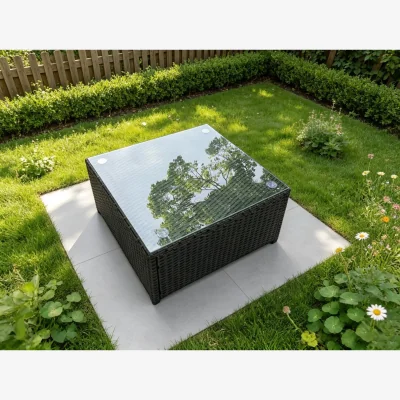 The Range Fimous Square Rattan Coffee Table - 65x65x34 cm - Black