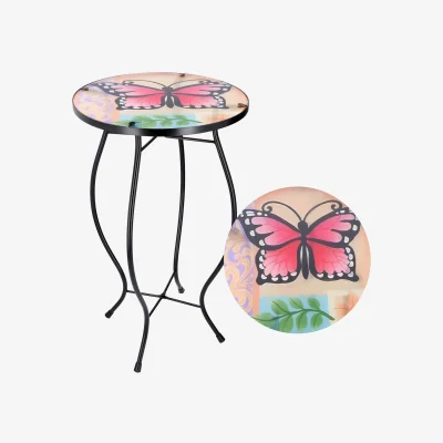 The Range Mosaic Garden Table Large Butterfly Design Weatherproof Outdoor - Black