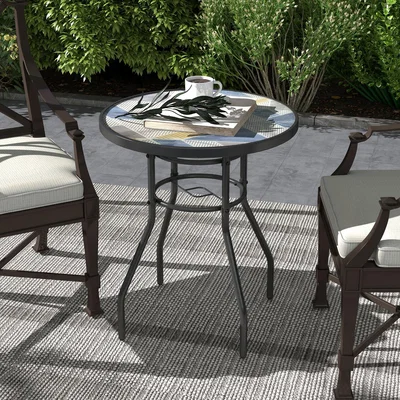 The Range Garden Table with Glass Printed Design Outdoor -  Multicolour