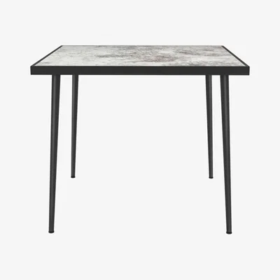 The Range Arizona Square Outdoor Dining Table with Marble Effect Tempered Glass Top - Grey