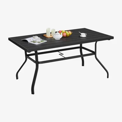 The Range Patio Outdoor Dining Table with Umbrella Hole - Black