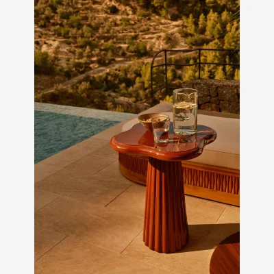 Soho Home Dayton Outdoor Side Table, Concrete, Maroon
