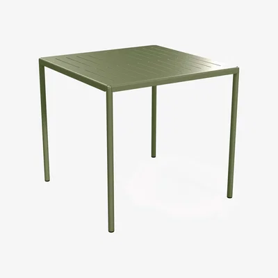 Sazy Frame Metal Garden Table, 4 Seater, Olive Green