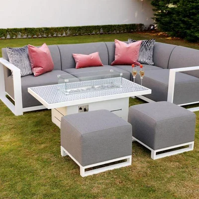 Woods Furniture Del Mar Outdoor Sofa Set Coffee Table with Fire Pit