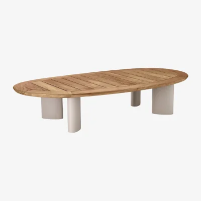 Westwing Oval Garden Coffee Table Free From with Teak Wood Top