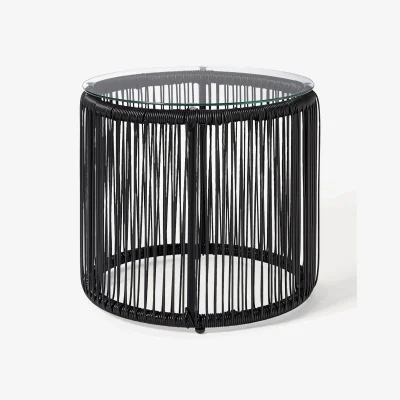 Westwing Round Plastic Wickerwork Side Table Bahia