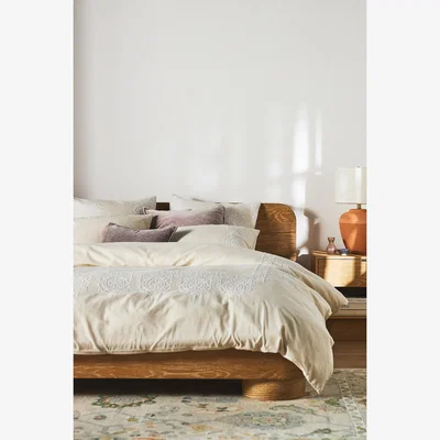 Anthropologie Louisa Embroidered Melange Duvet