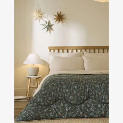 Marks & Spencer Nightlark Christmas 10.5 Tog Coverless Duvet & Pillowcase Set Dark Green