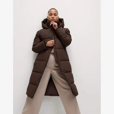 Marks & Spencer M&S Collection Women's Rubber Thermowarmth™ Padded Duvet Coat - 14 - Dark Chocolate, Dark Chocolate,Putty