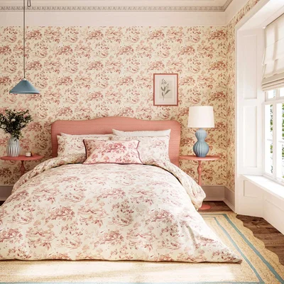 Downtown Sanderson Options Aesops Fables Duvet Set - French Rose - Super King In Pink