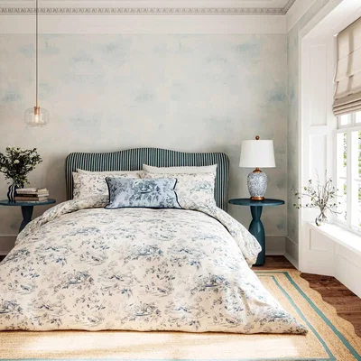 Downtown Sanderson Options Aesops Fables Duvet Set - Dove Blue - Double