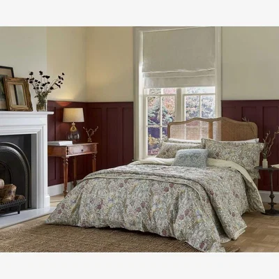 Downtown Morris and Co Golden Lily Duvet Set - Fig and Teal - King In FigTeal