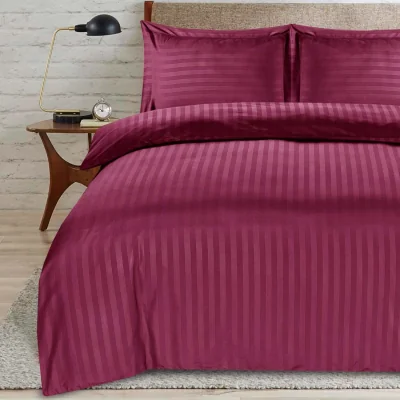 The Range satin-stripe king burgandy duvet - Burgandy