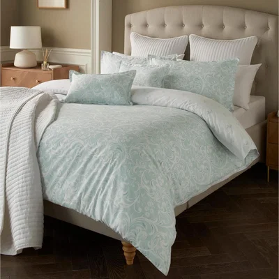 The Range Ophelia Duck Egg Floral Reversible Duvet  Set - Duckegg / King